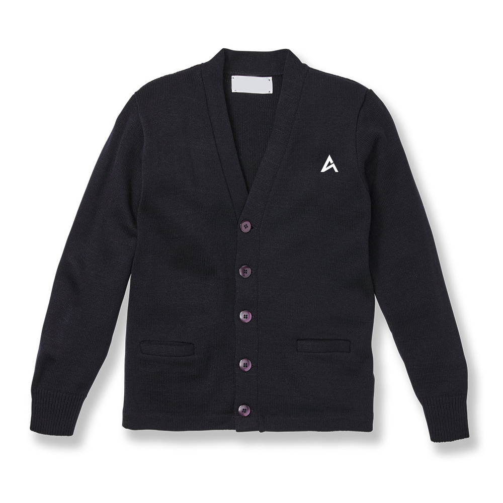 V Neck Cardigan Sweater With Embroidered Logo